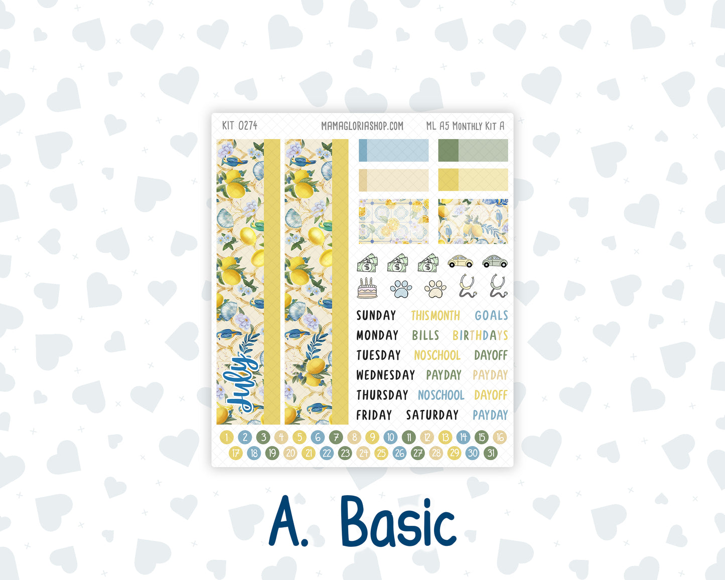 Kit 0274 - A5 - MakseLife Companion Notebook - Monthly Kit - July - Sunny Lemon Shore