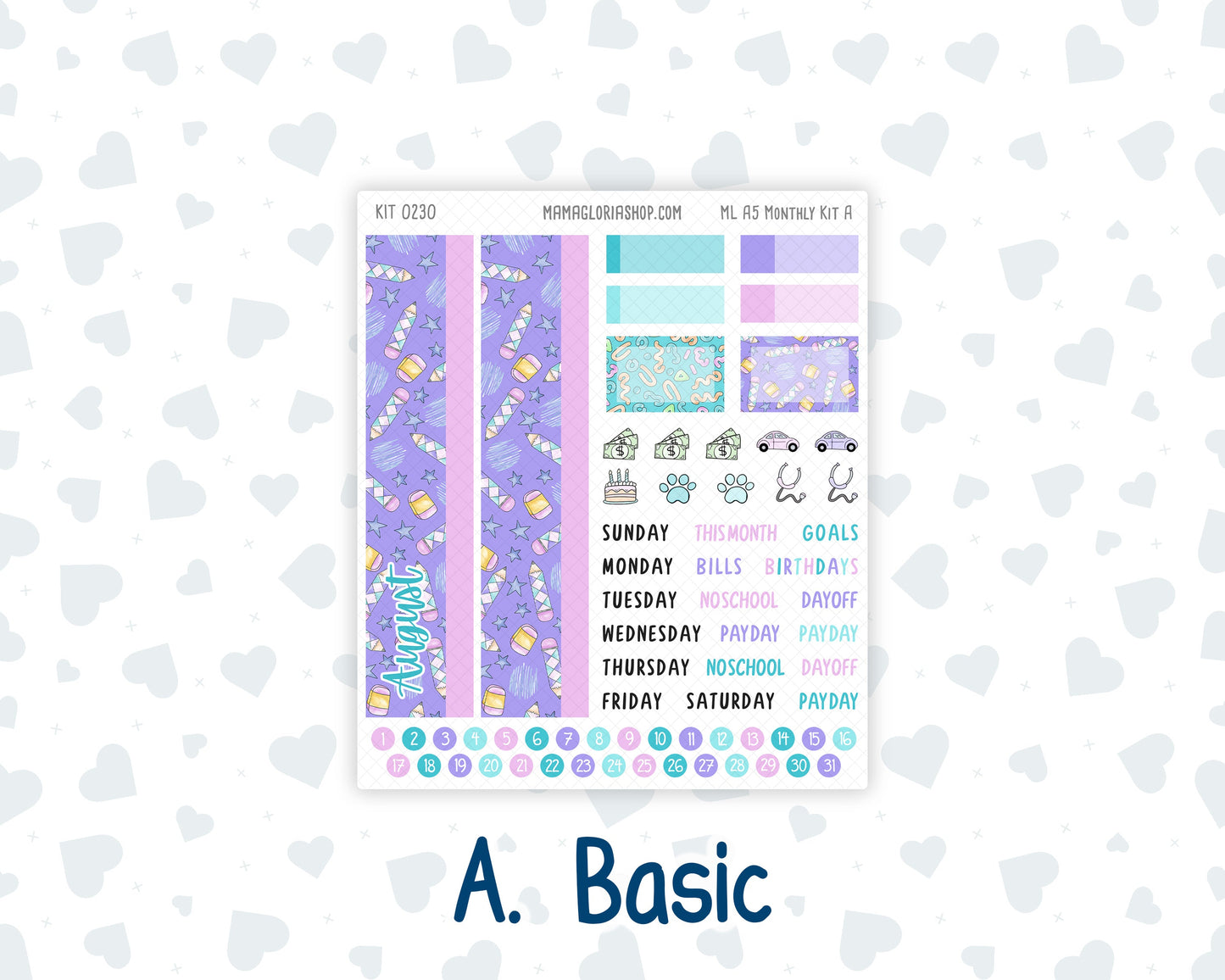 Kit 0230 - A5 - MakseLife Companion Notebook - Monthly Kit - August - School Daze