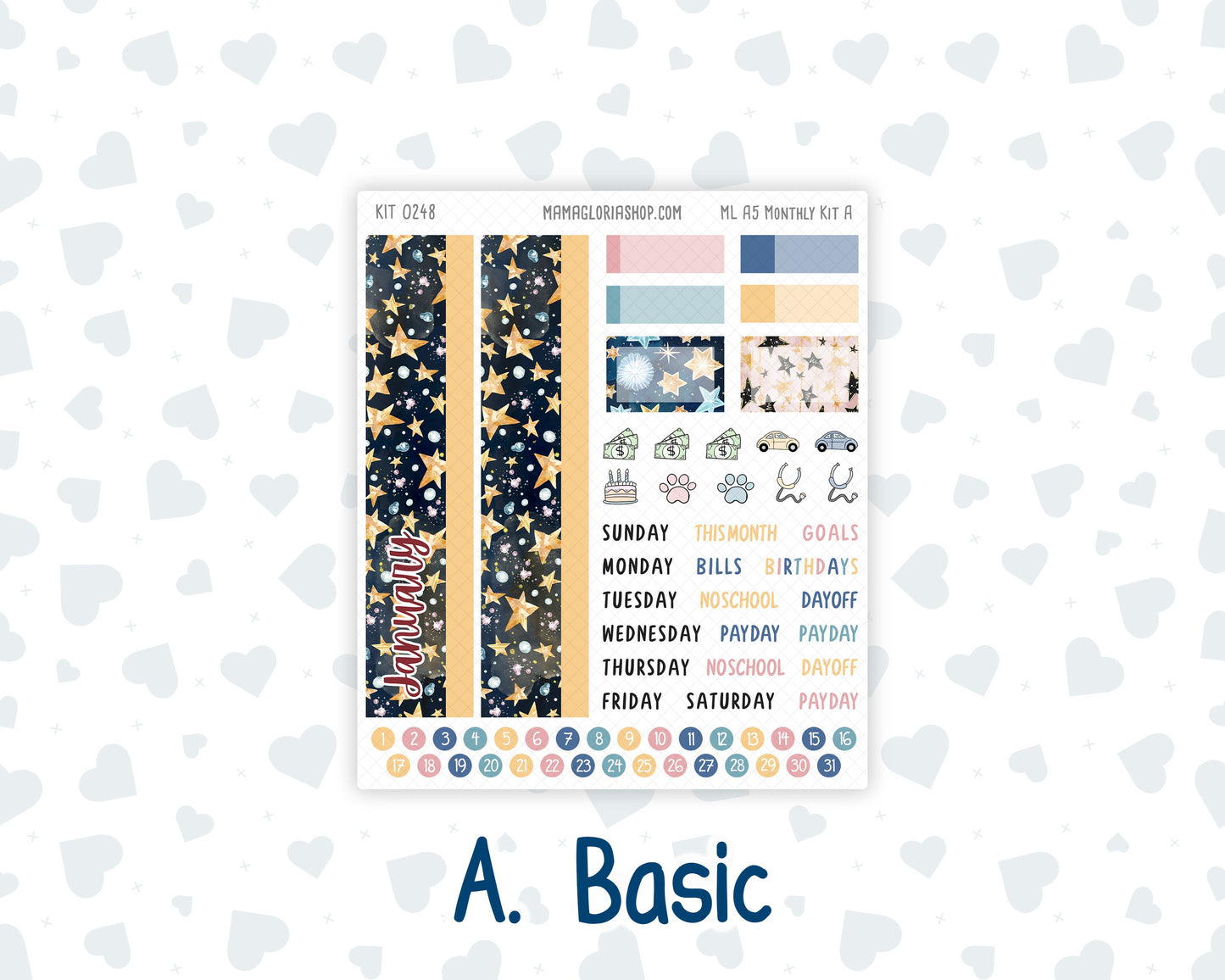 Kit 0248 - A5 - MakseLife Companion Notebook - Monthly Kit - January - Midnight Countdown
