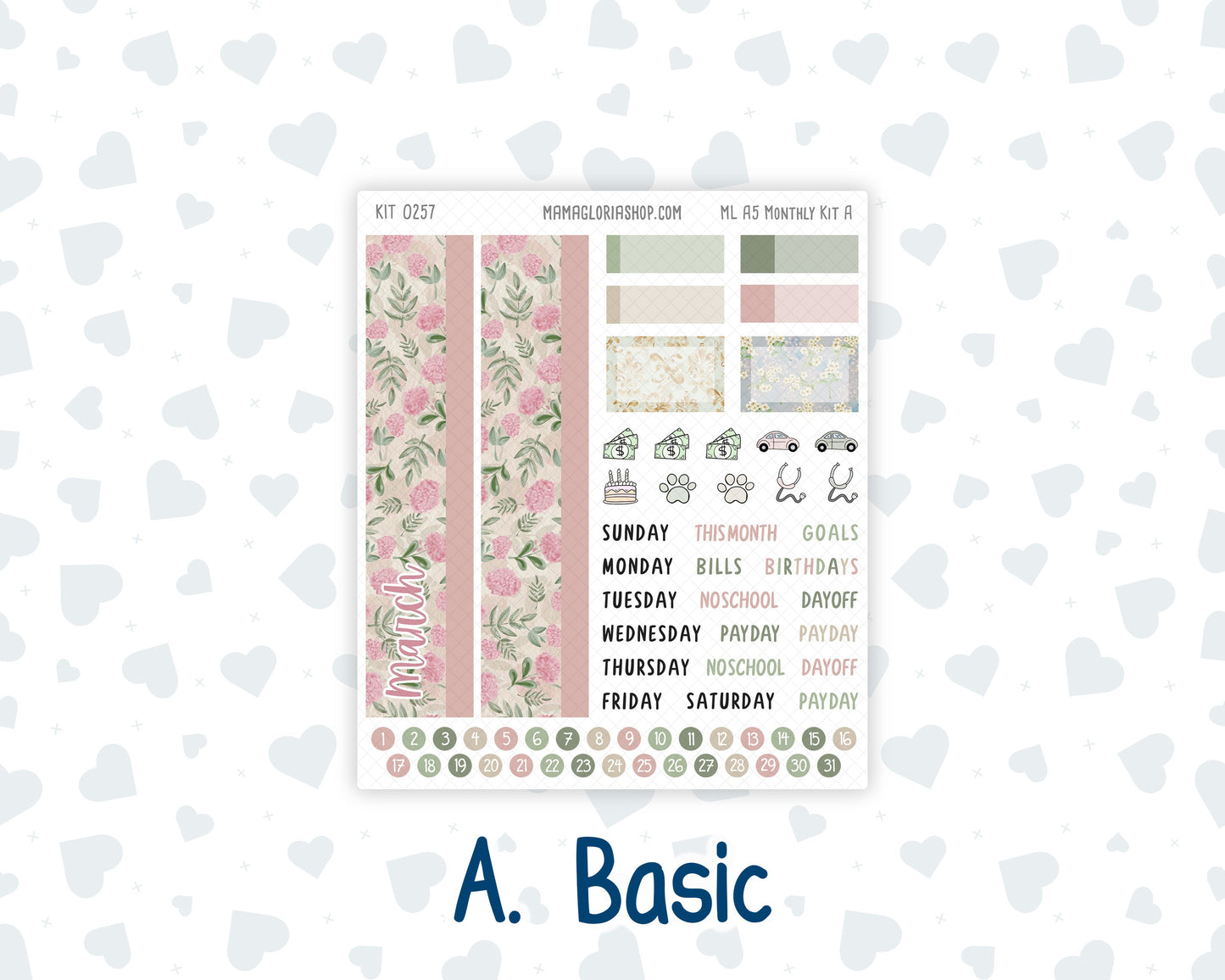 Kit 0257 - A5 - MakseLife Companion Notebook - Monthly Kit - March - Blush Garden
