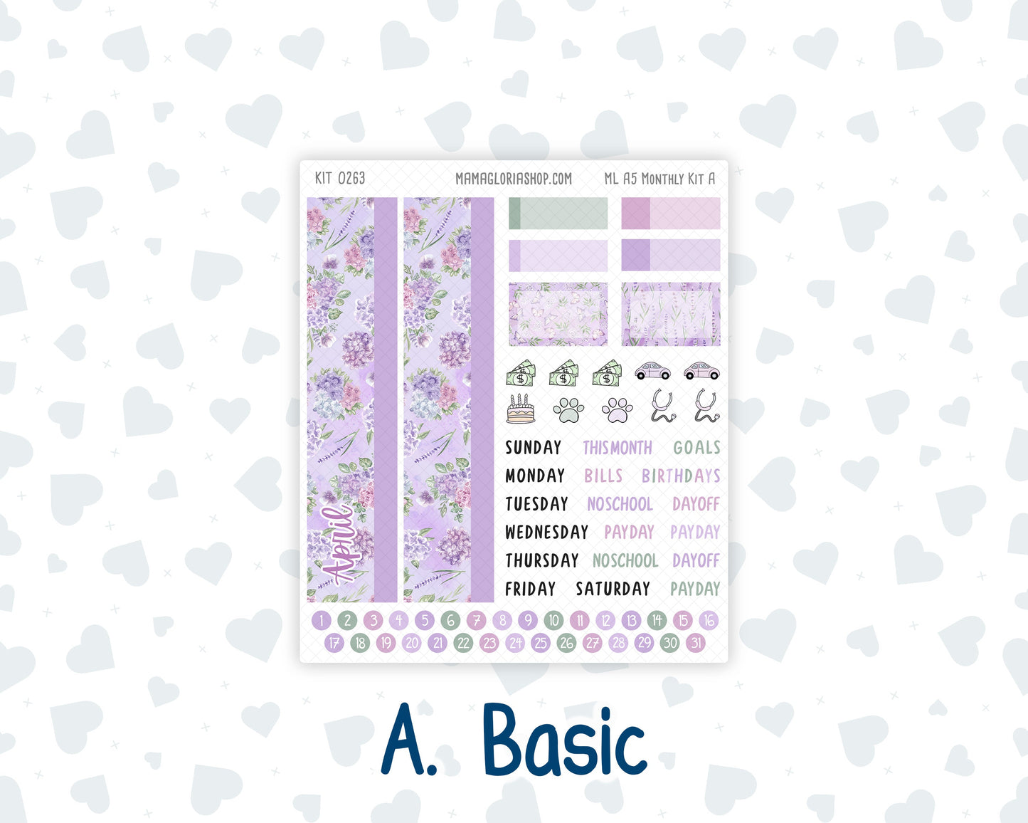 Kit 0263 - A5 - MakseLife Companion Notebook - Monthly Kit - April - Lavender Drift