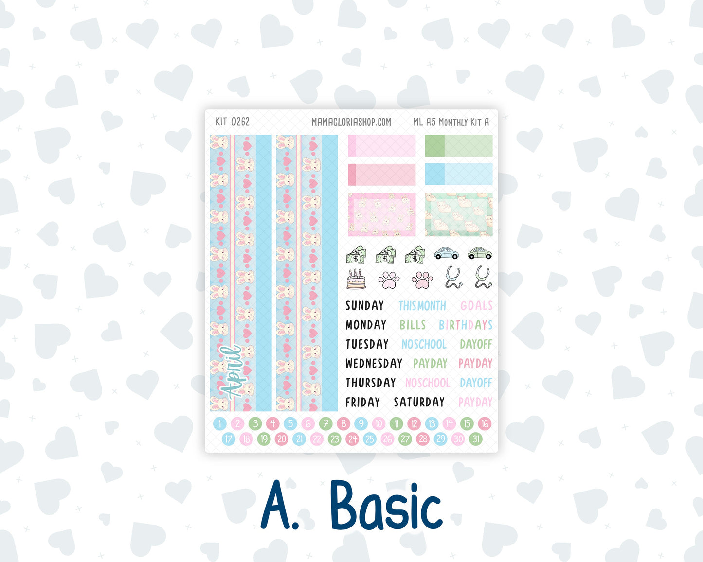Kit 0262 - A5 - MakseLife Companion Notebook - Monthly Kit - April - Spring Puffs