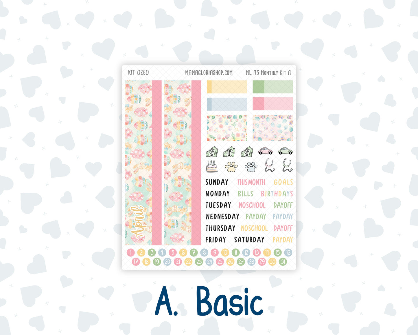 Kit 0260 - A5 - MakseLife Companion Notebook - Monthly Kit - April - Pastel Egg Hunt
