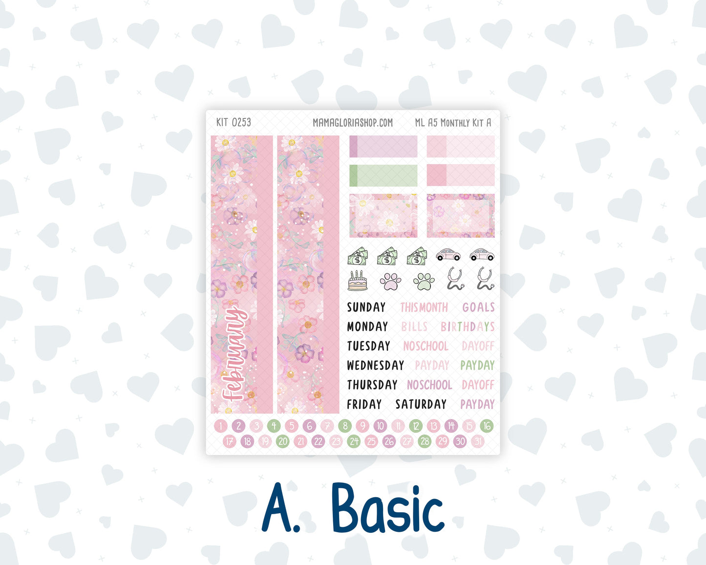Kit 0253 - A5 - MakseLife Companion Notebook - Monthly Kit - February - Rosy Daydreams