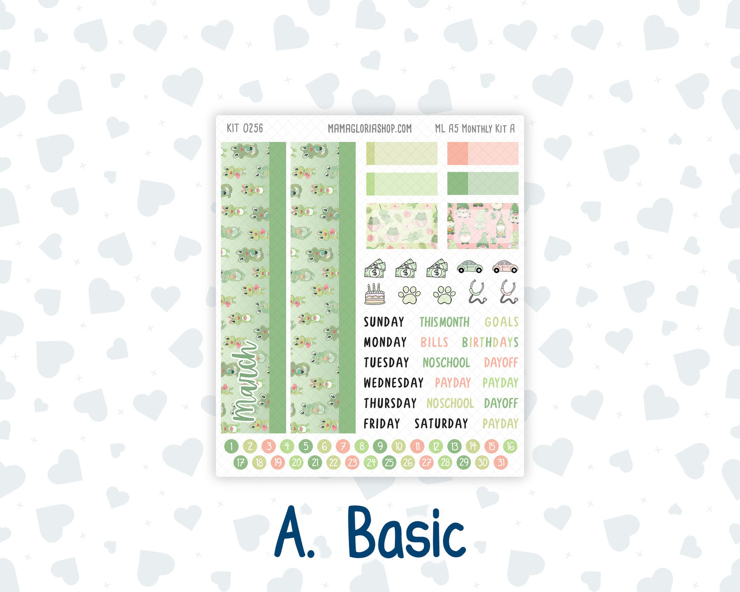 Kit 0256 - A5 - MakseLife Companion Notebook - Monthly Kit - March - Froggy Luck