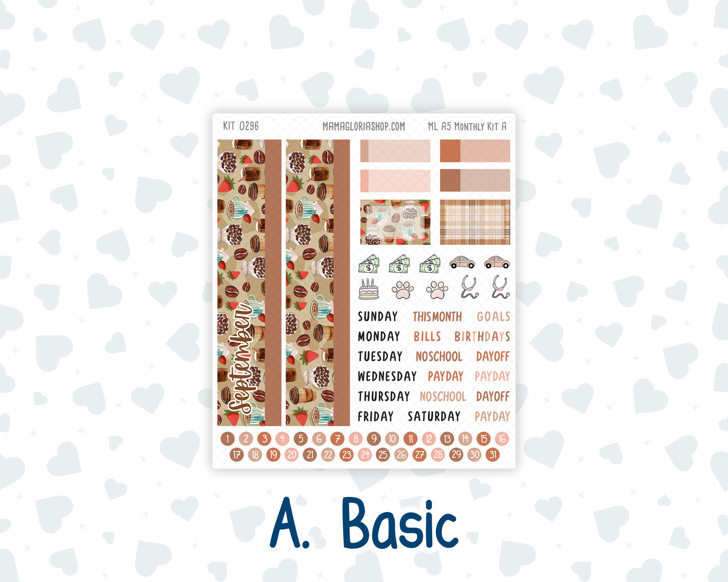 Kit 0296 - A5 - MakseLife Companion Notebook - Monthly Kit - September - Coffee Break