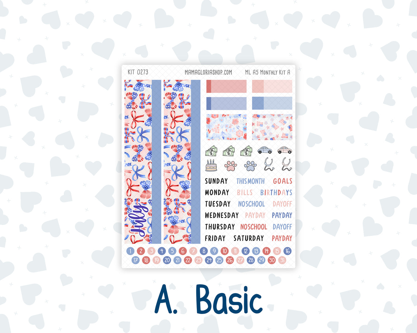 Kit 0273 - A5 - MakseLife Companion Notebook - Monthly Kit - July - Americana In Bloom