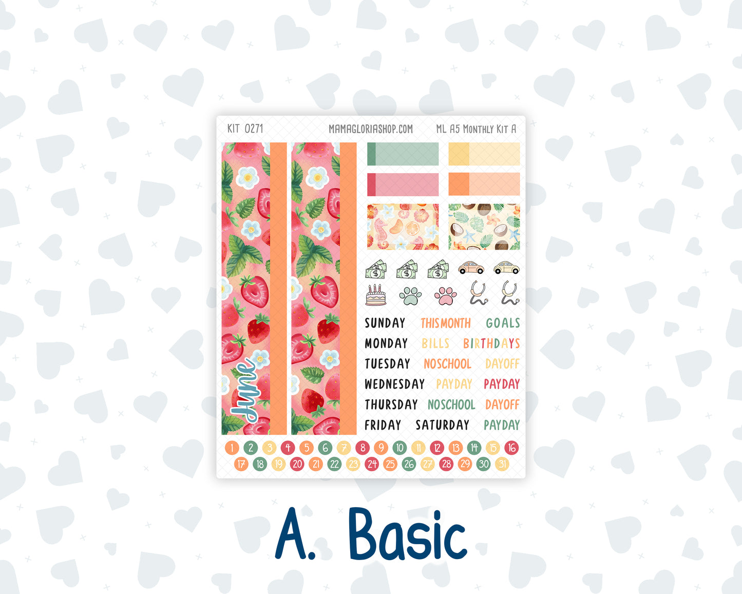 Kit 0271 - A5 - MakseLife Companion Notebook - Monthly Kit - June - Strawberry Shore