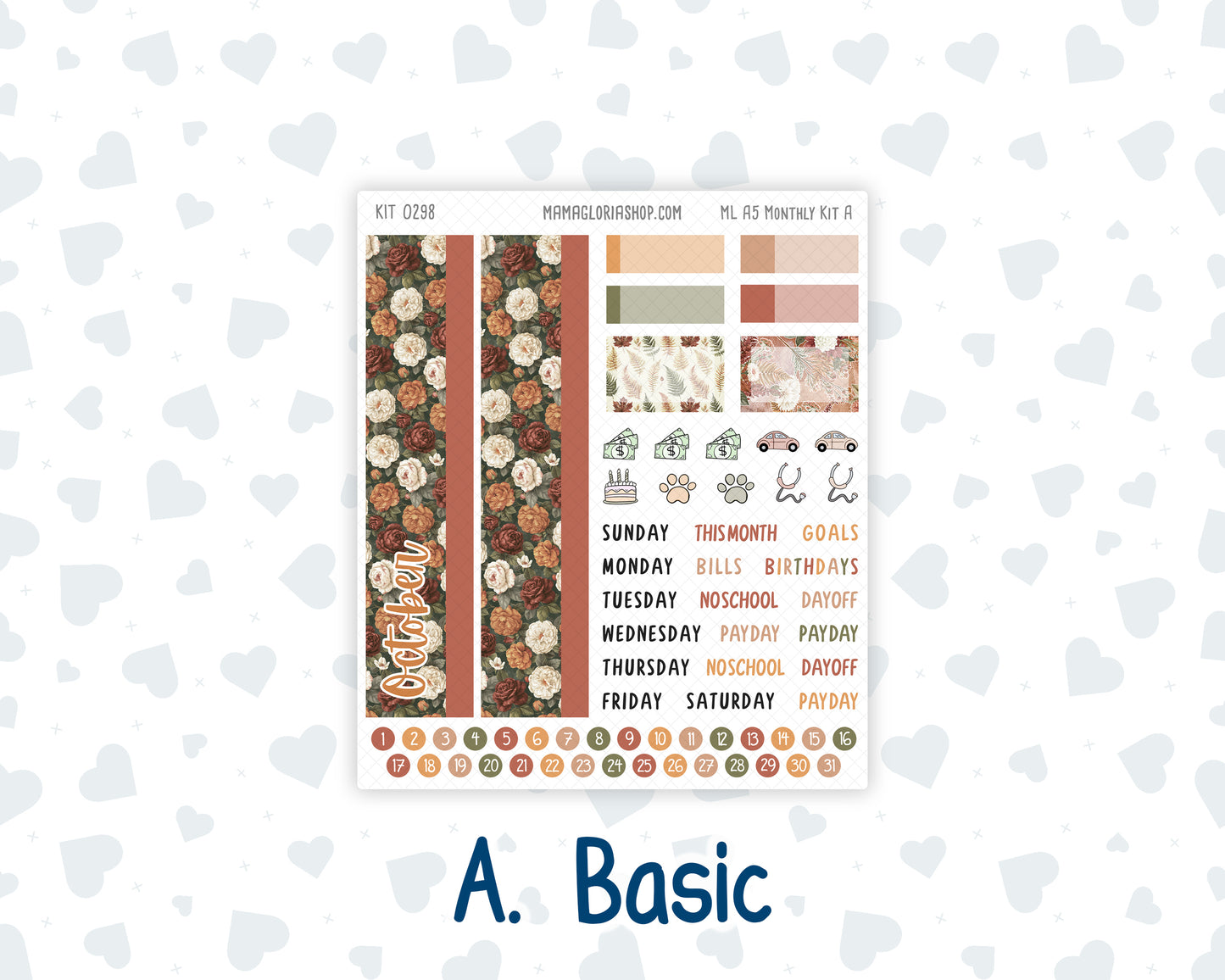Kit 0298 - A5 - MakseLife Companion Notebook - Monthly Kit - October - Velvet Bloom