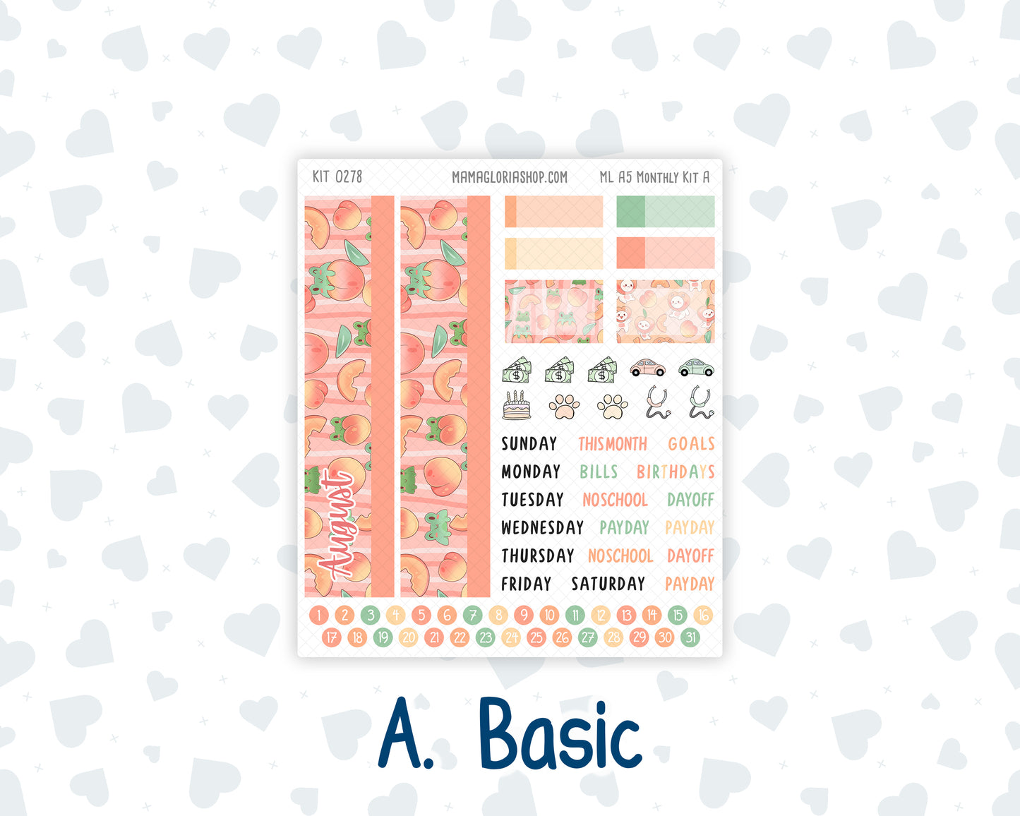 Kit 0278 - A5 - MakseLife Companion Notebook - Monthly Kit - August - Oops, All Peaches