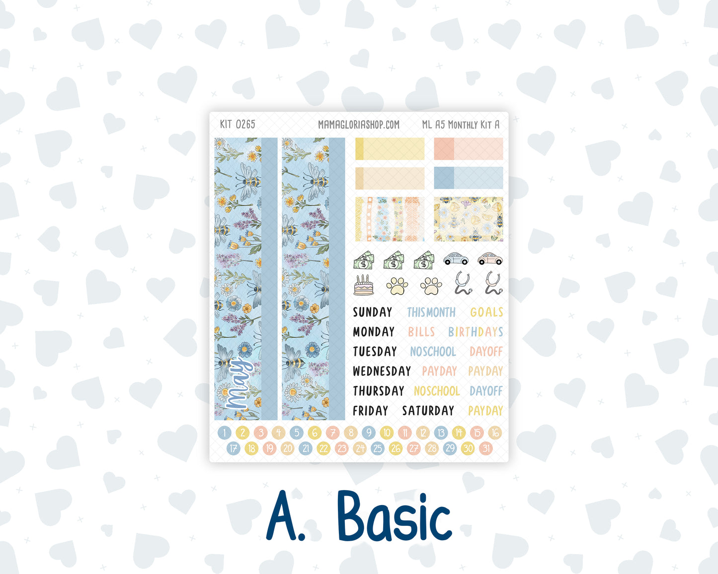 Kit 0265 - A5 - MakseLife Companion Notebook - Monthly Kit - May - Honeybee Sky