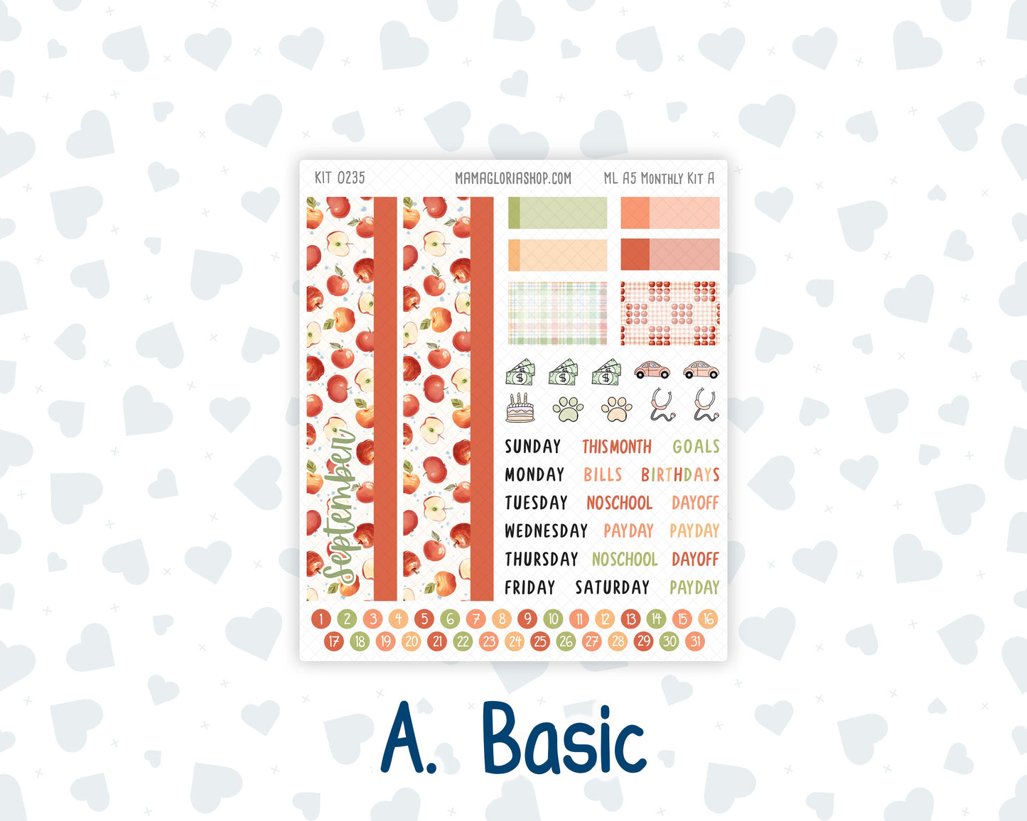 Kit 0235 - A5 - MakseLife Companion Notebook - Monthly Kit - September - Apple Orchard