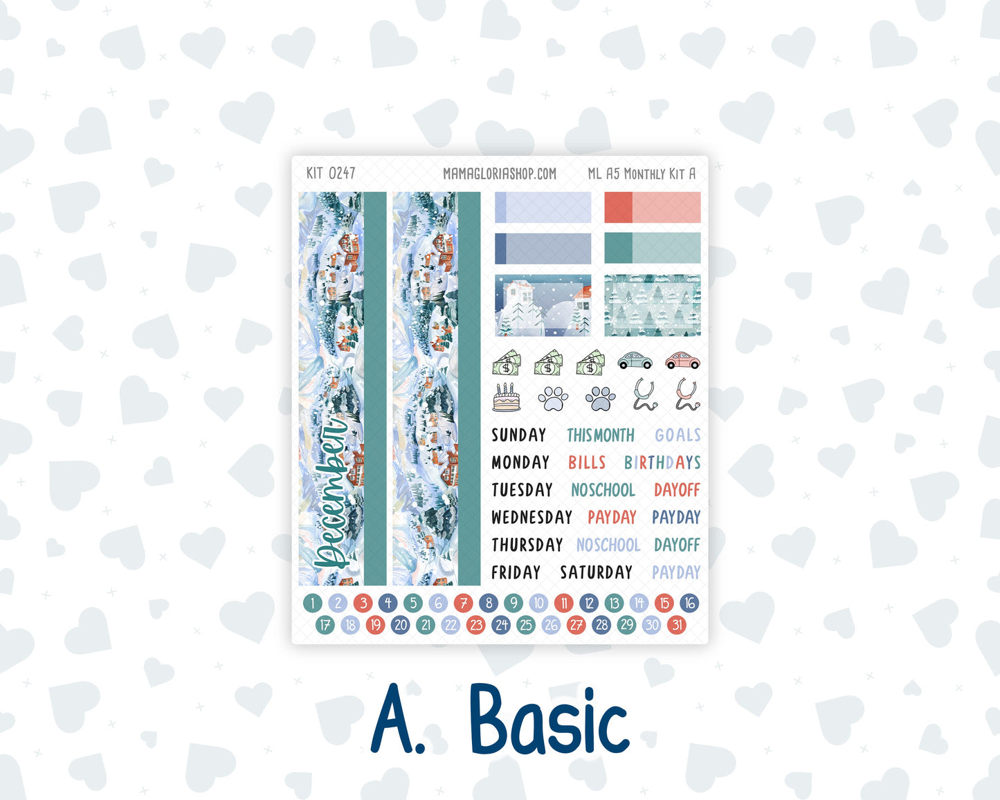 Kit 0247 - A5 - MakseLife Companion Notebook - Monthly Kit - December - Snow Day Adventures