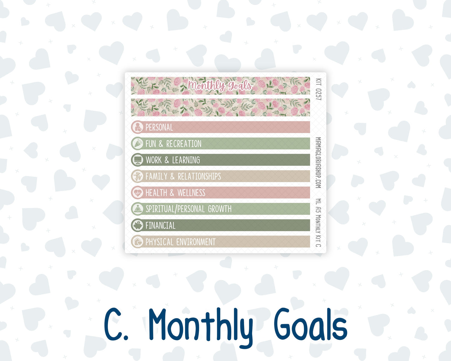 Kit 0257 - A5 - MakseLife Companion Notebook - Monthly Kit - March - Blush Garden