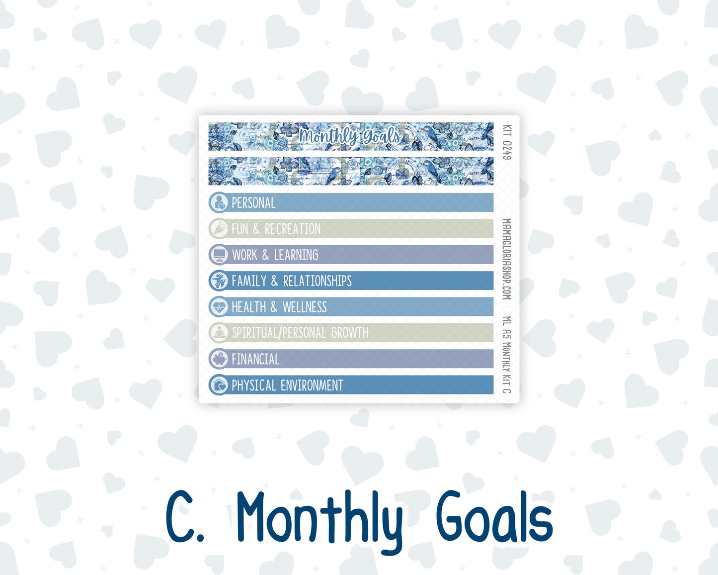 Kit 0249 - A5 - MakseLife Companion Notebook - Monthly Kit - January - Icy Lace