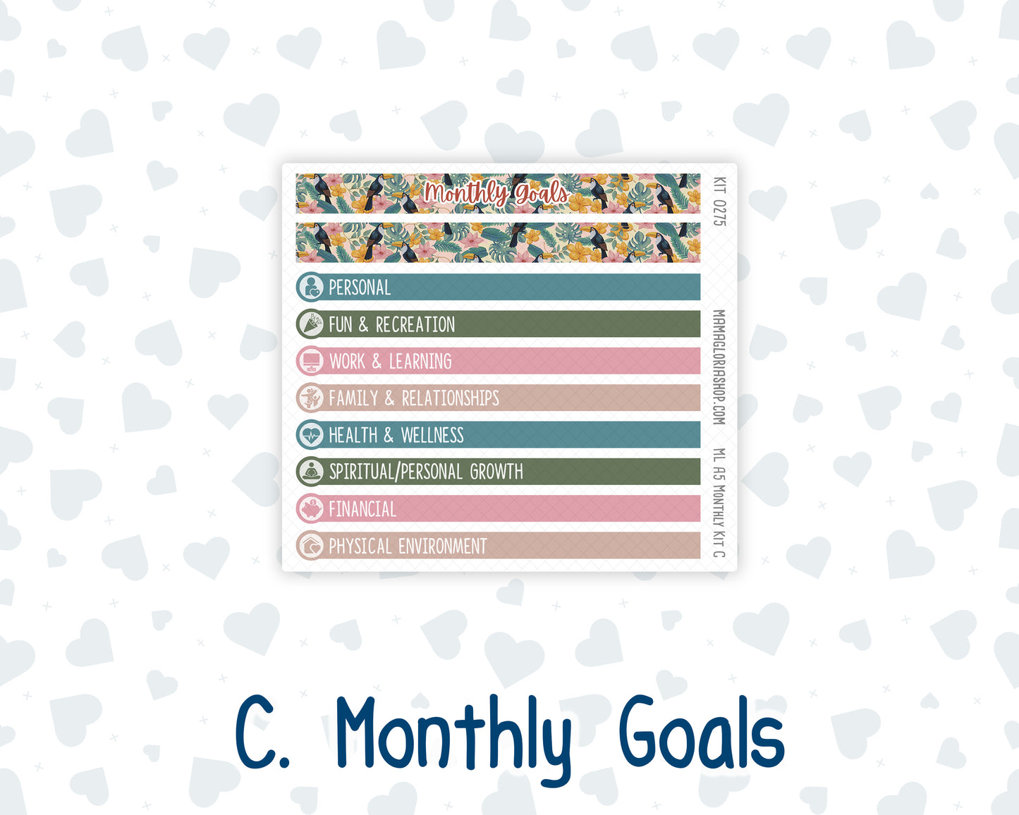 Kit 0275 - A5 - MakseLife Companion Notebook - Monthly Kit - July - Tropical Safari Blush