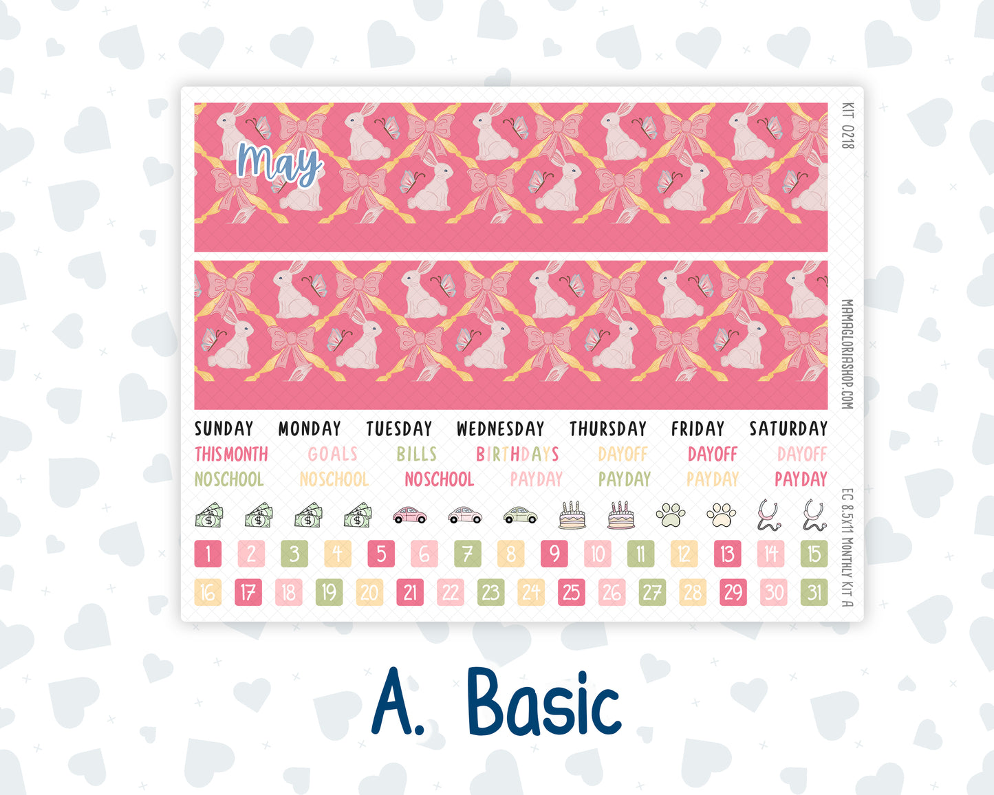 EC 8.5x11 Monthly - Kit 0218- Mother's Love- May- For Erin Condren Planners