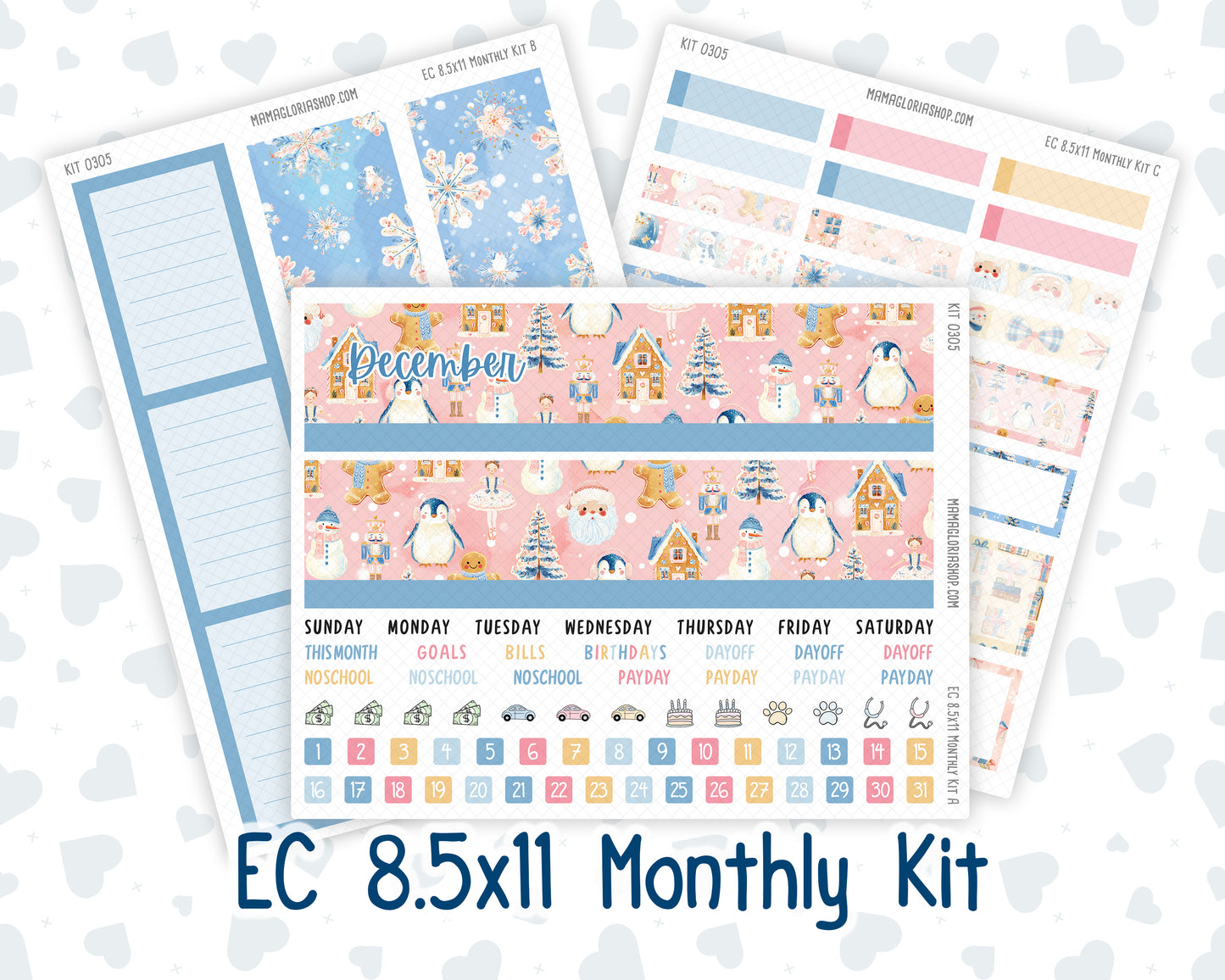 Kit 0305 - 8.5x11 - EC Monthly Kit - December - Sugarplum Parade