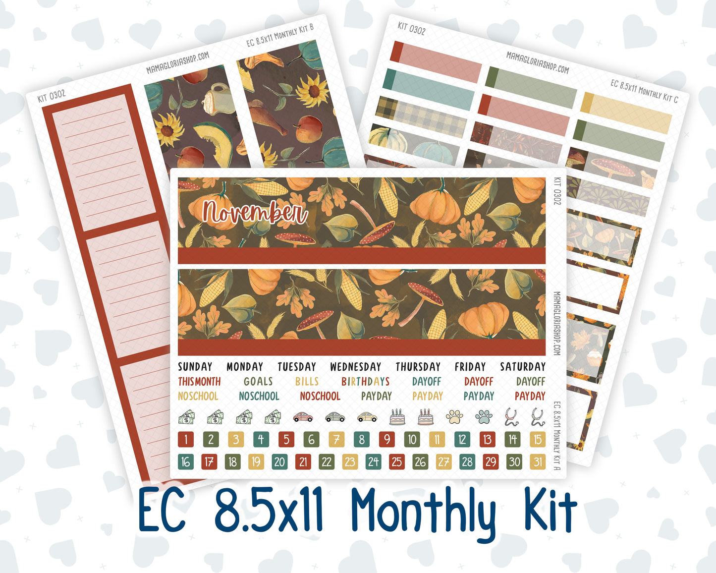Kit 0302 - 8.5x11 - EC Monthly Kit - November - Thankful Season
