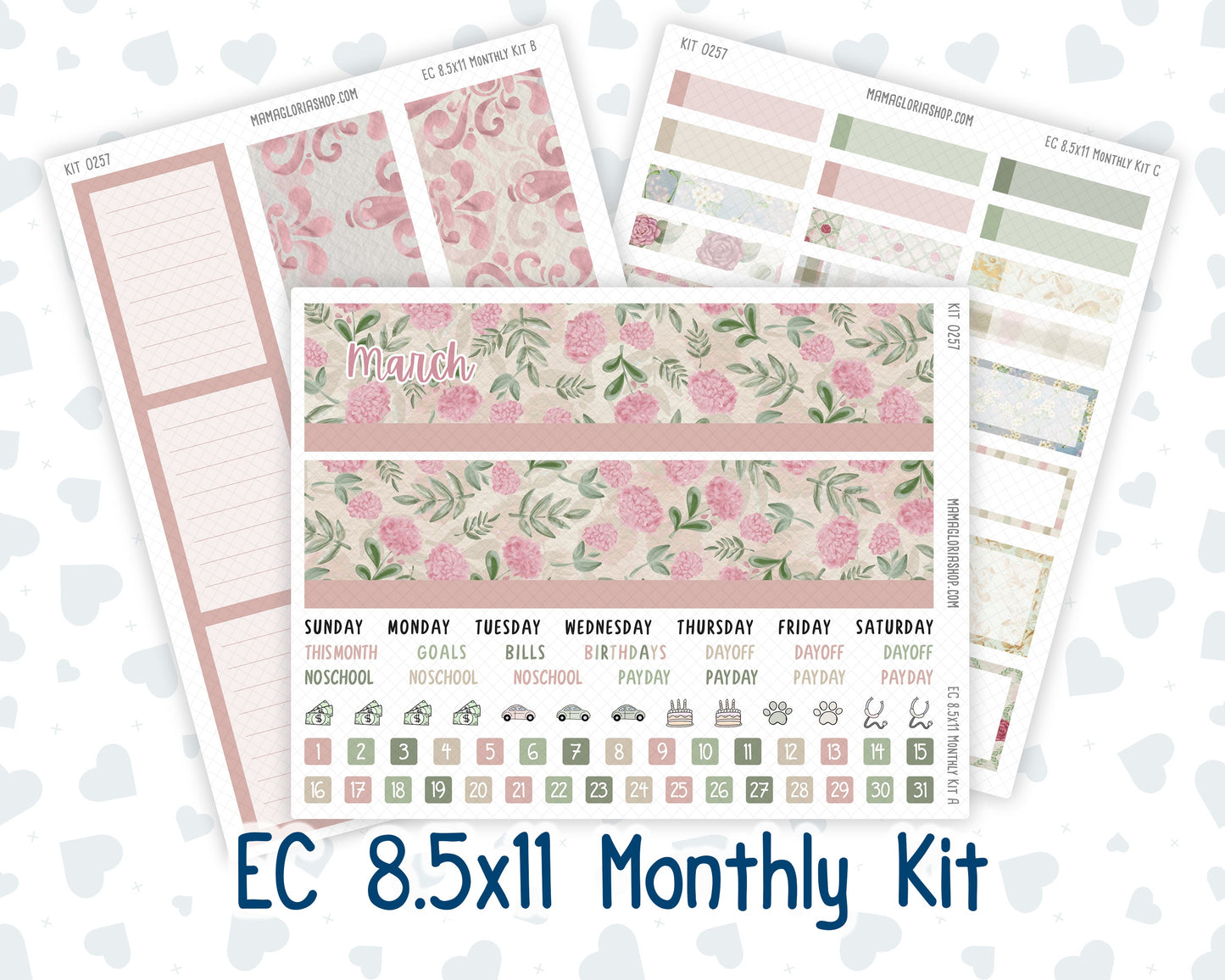 Kit 0257 - 8.5x11 - EC Monthly Kit - March - Blush Garden