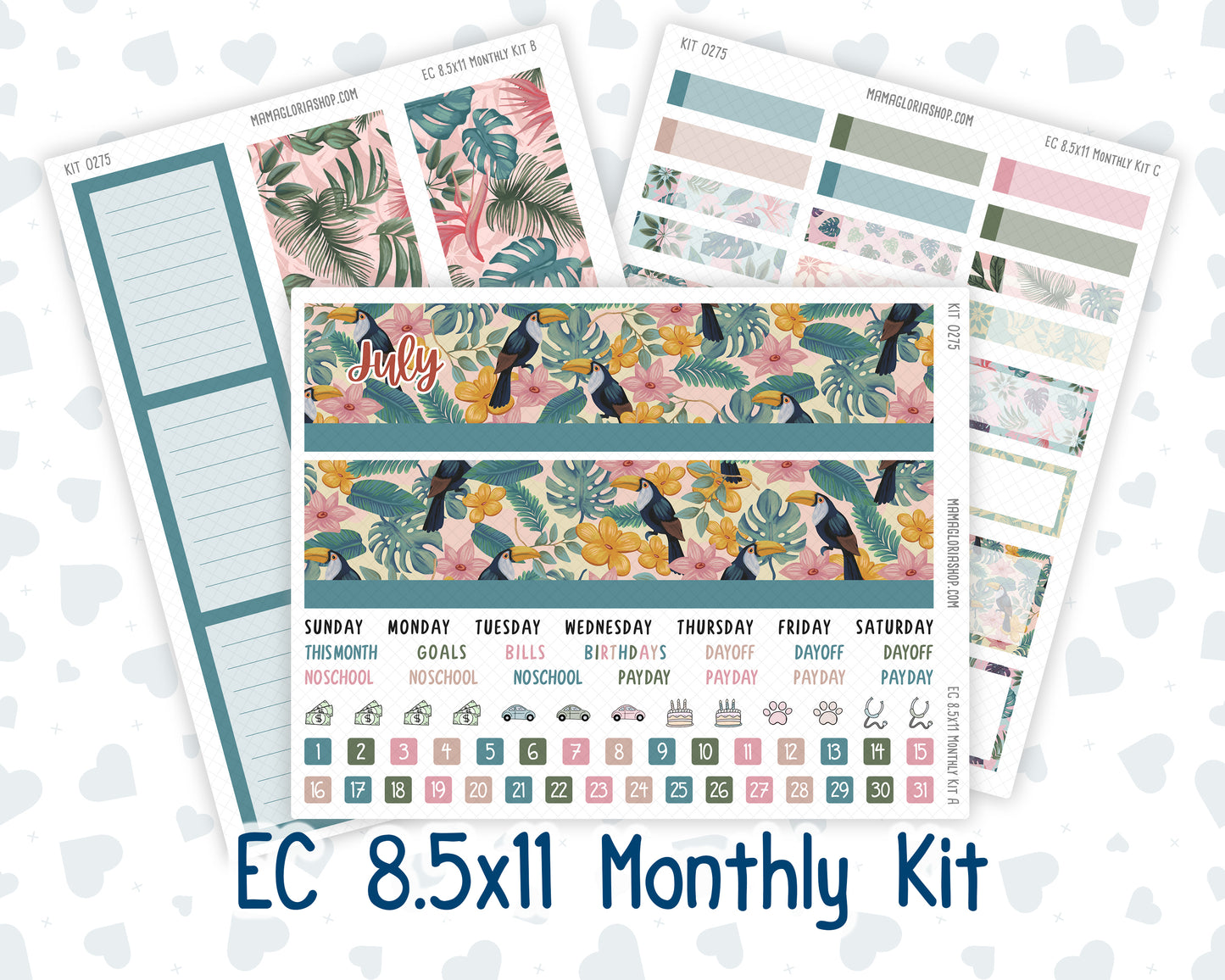 Kit 0275 - 8.5x11 - EC Monthly Kit - July - Tropical Safari Blush