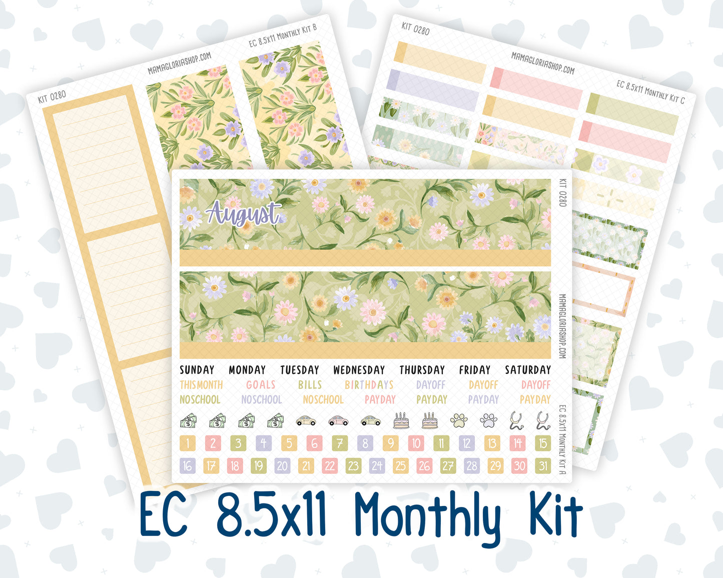 Kit 0280 - 8.5x11 - EC Monthly Kit - Half Past Six In August