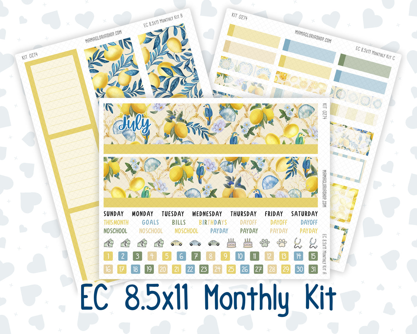Kit 0274 - 8.5x11 - EC Monthly Kit - July - Sunny Lemon Shore