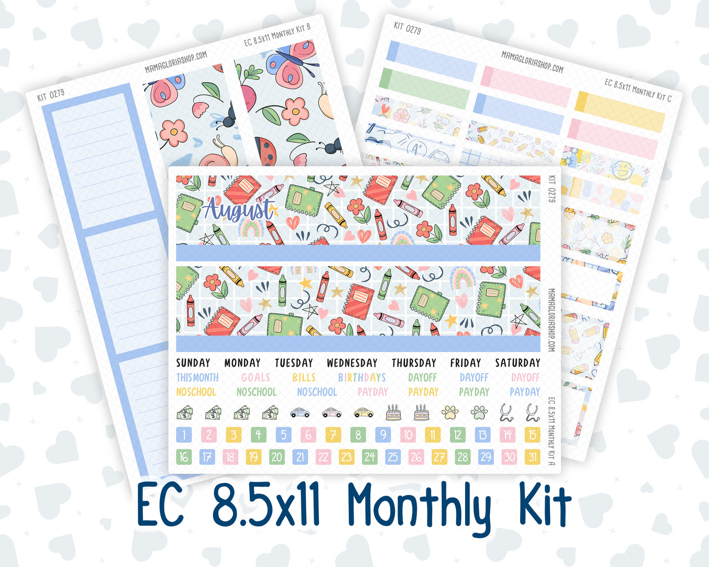 Kit 0279 - 8.5x11 - EC Monthly Kit - August - Not Ready For School