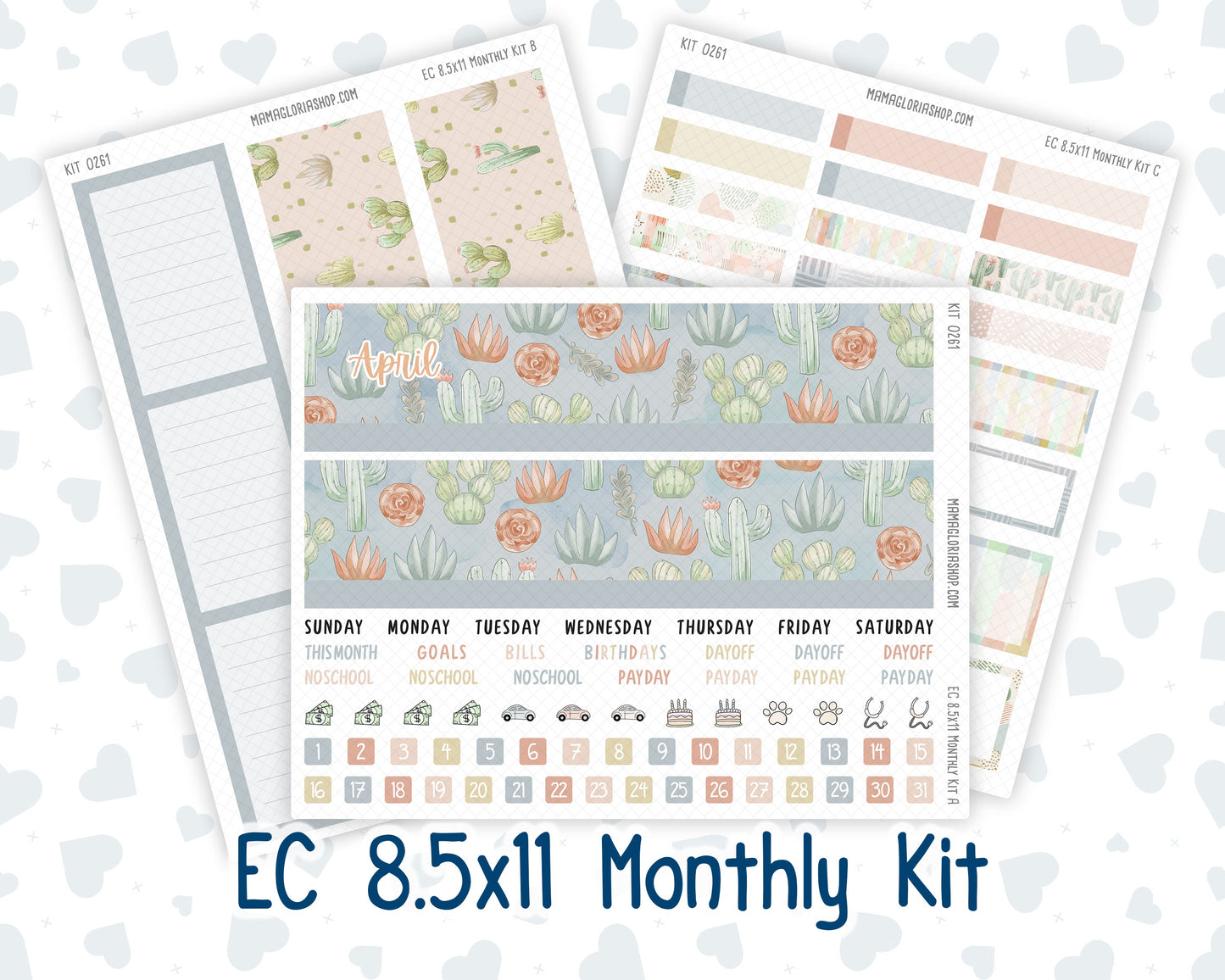 Kit 0261 - 8.5x11 - EC Monthly Kit - April - Llama Spring