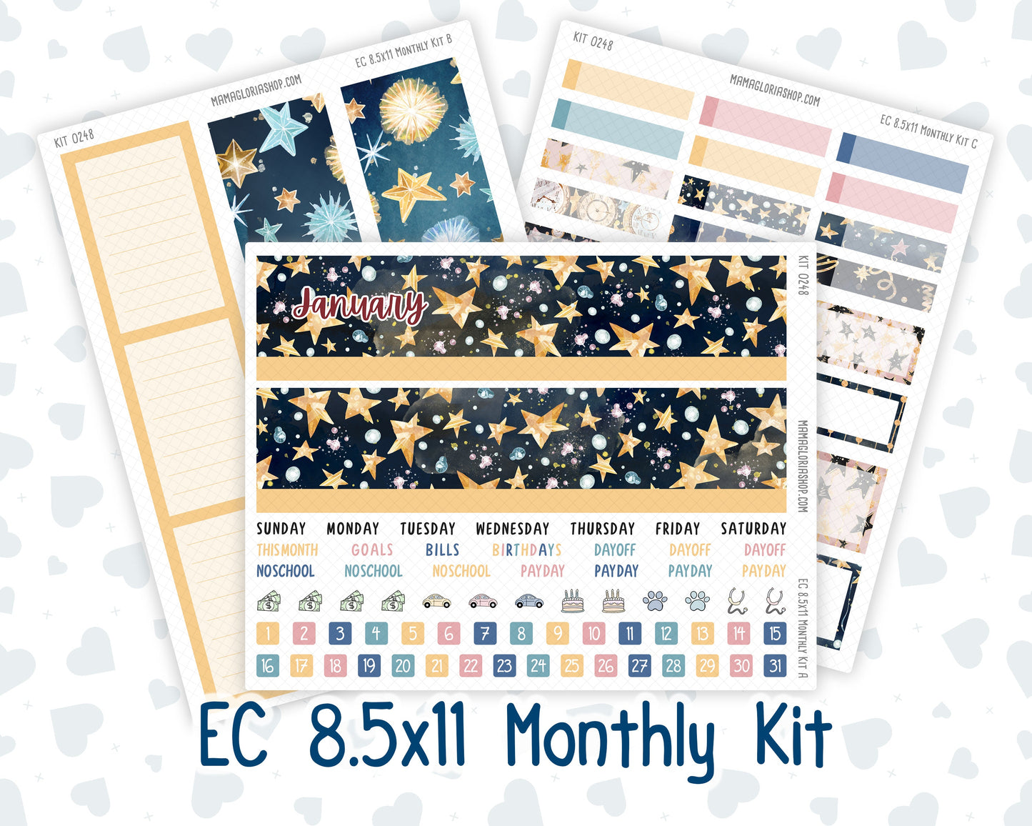 Kit 0248 - 8.5x11 - EC Monthly Kit - January - Midnight Countdown