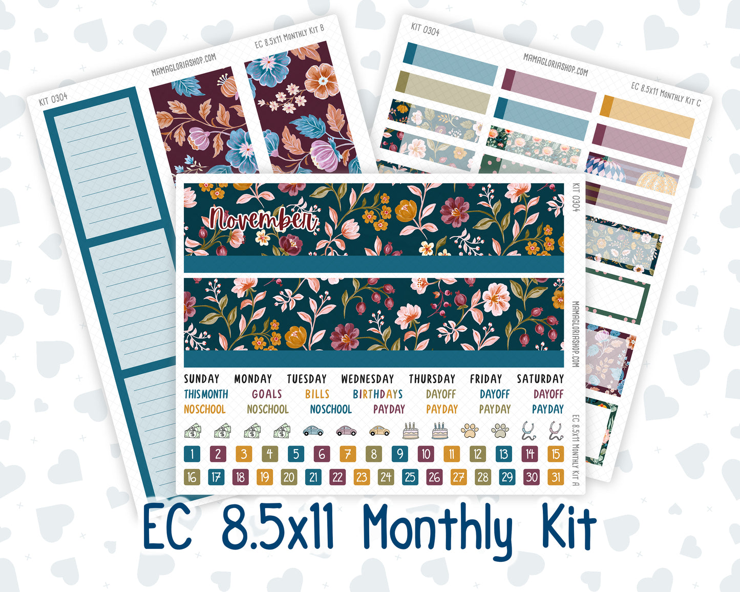 Kit 0304 - 8.5x11 - EC Monthly Kit - November - Autumn In Bloom