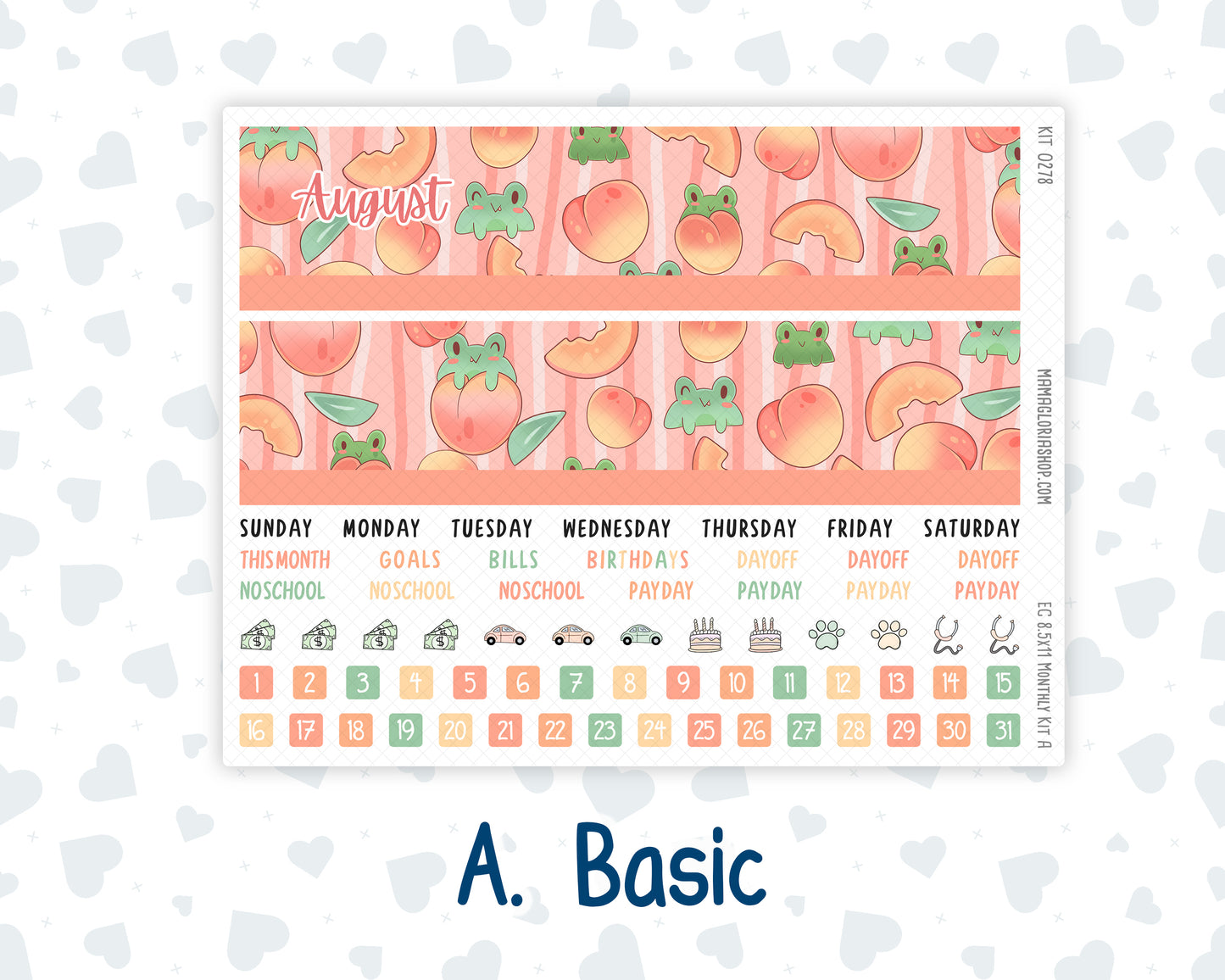 Kit 0278 - 8.5x11 - EC Monthly Kit - August - Oops, All Peaches