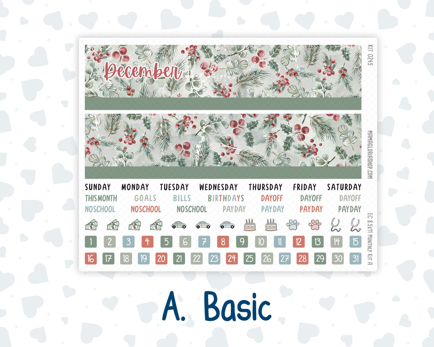 Kit 0245 - 8.5x11 - EC Monthly Kit - December - Vintage Christmas