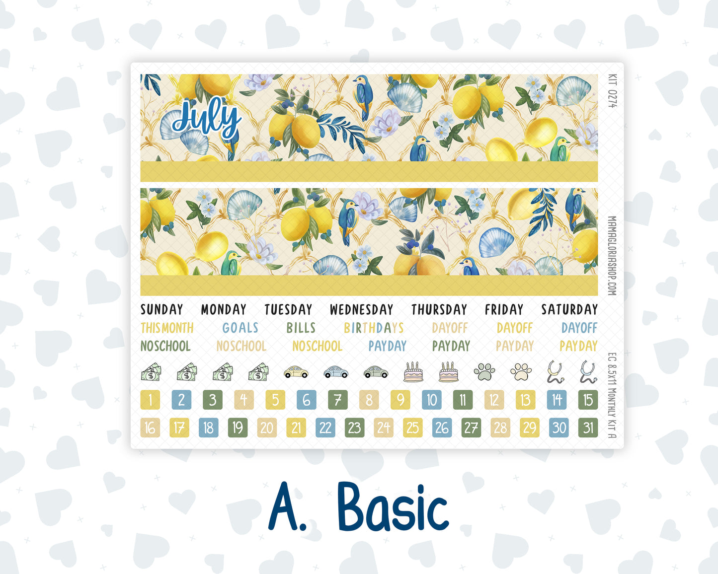 Kit 0274 - 8.5x11 - EC Monthly Kit - July - Sunny Lemon Shore