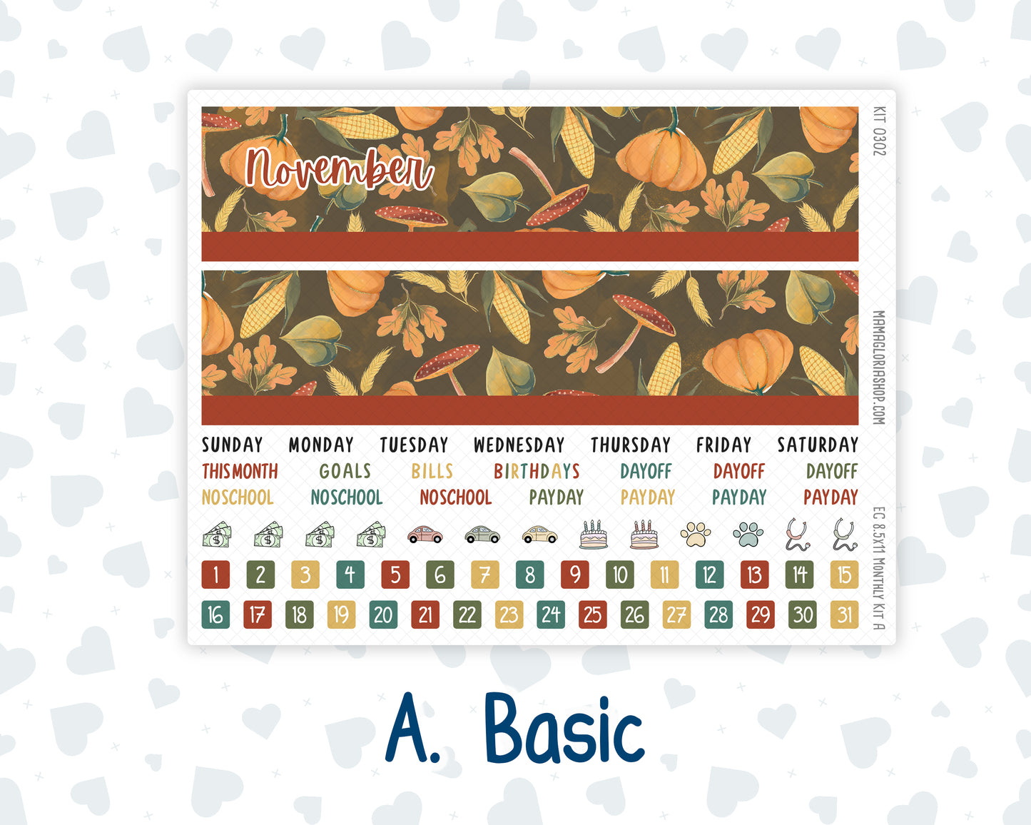 Kit 0302 - 8.5x11 - EC Monthly Kit - November - Thankful Season
