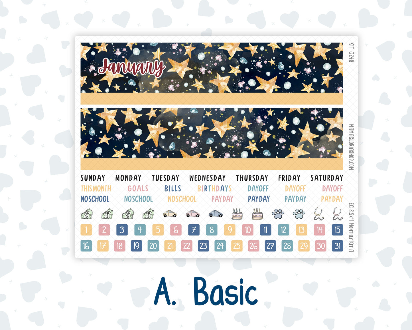 Kit 0248 - 8.5x11 - EC Monthly Kit - January - Midnight Countdown