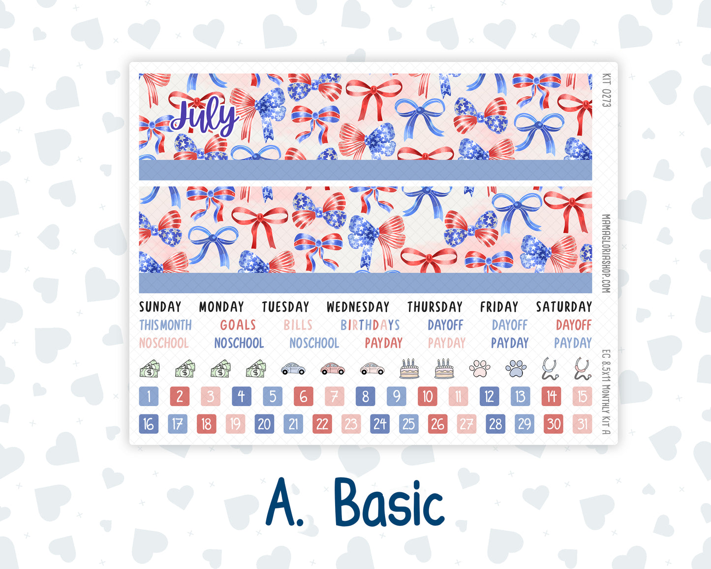 Kit 0273 - 8.5x11 - EC Monthly Kit - July - Americana In Bloom
