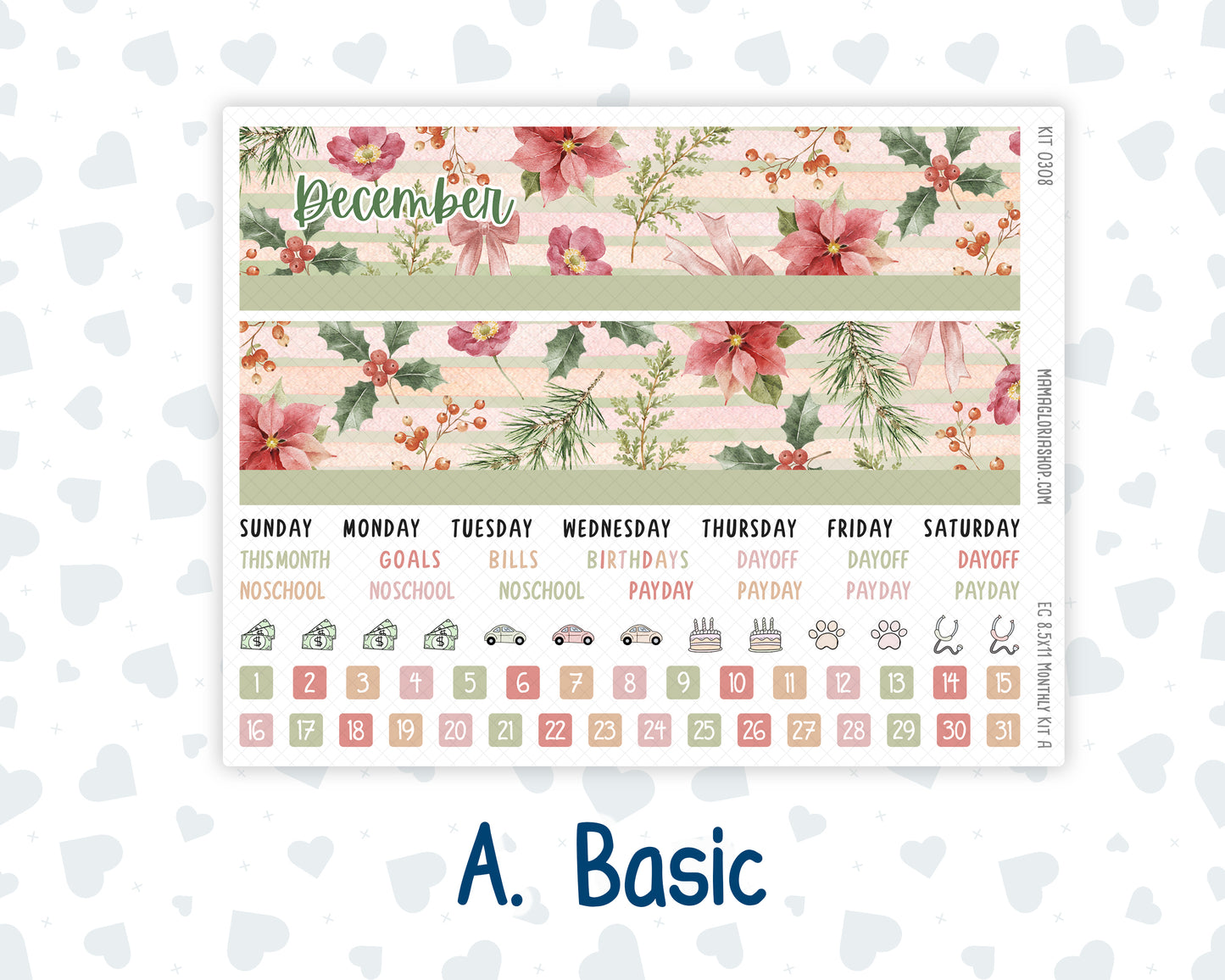 Kit 0308 - 8.5x11 - EC Monthly Kit - December - Knit & Holly