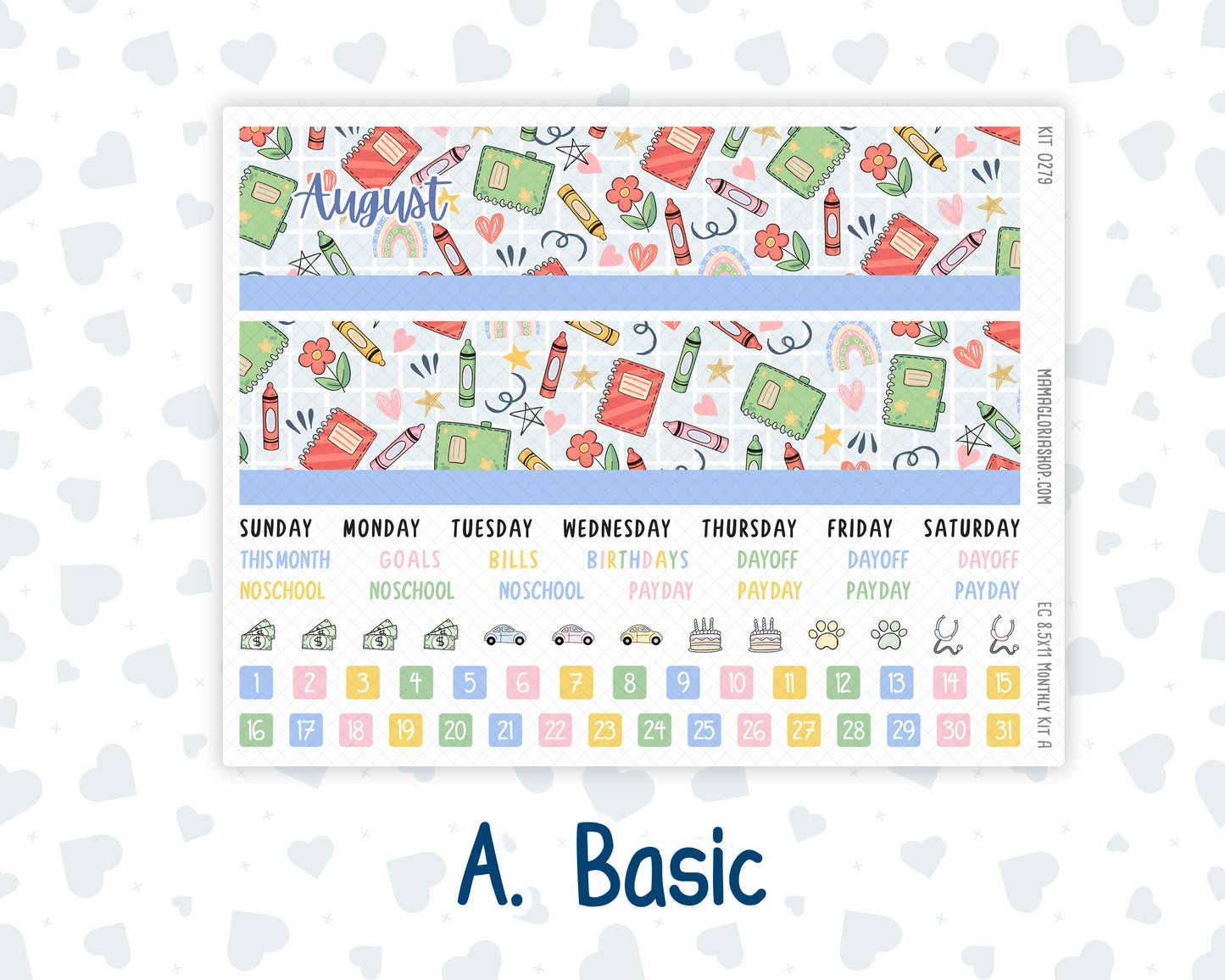 Kit 0279 - 8.5x11 - EC Monthly Kit - August - Not Ready For School