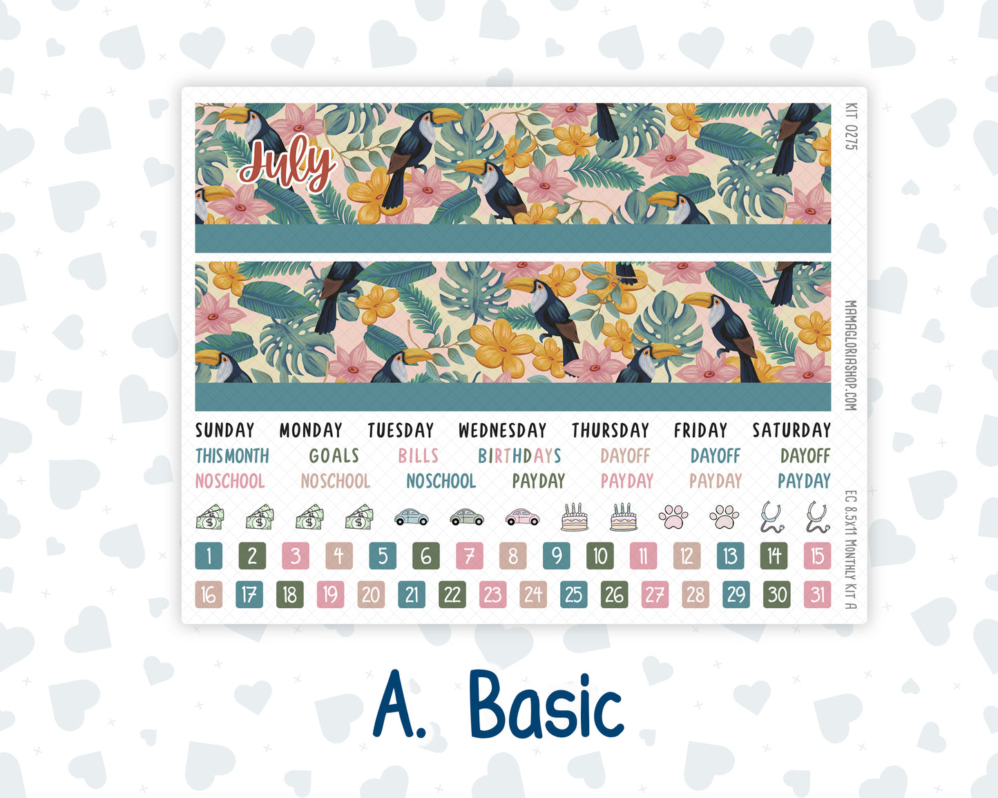 Kit 0275 - 8.5x11 - EC Monthly Kit - July - Tropical Safari Blush