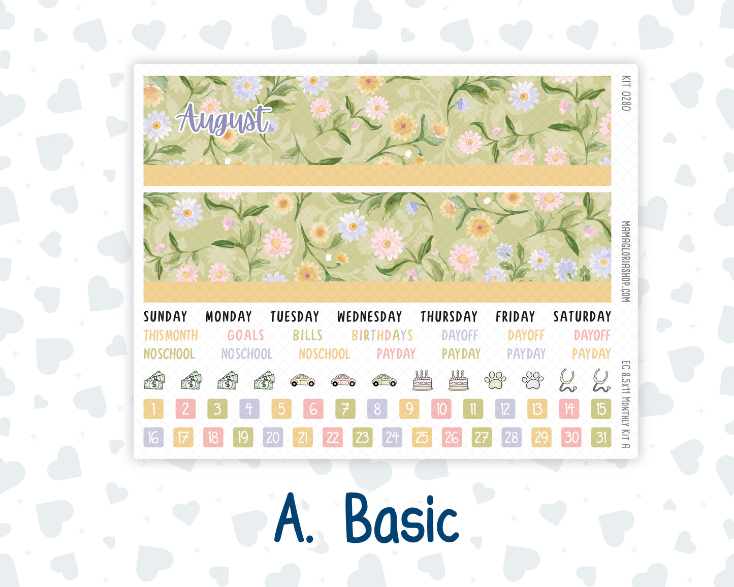Kit 0280 - 8.5x11 - EC Monthly Kit - Half Past Six In August