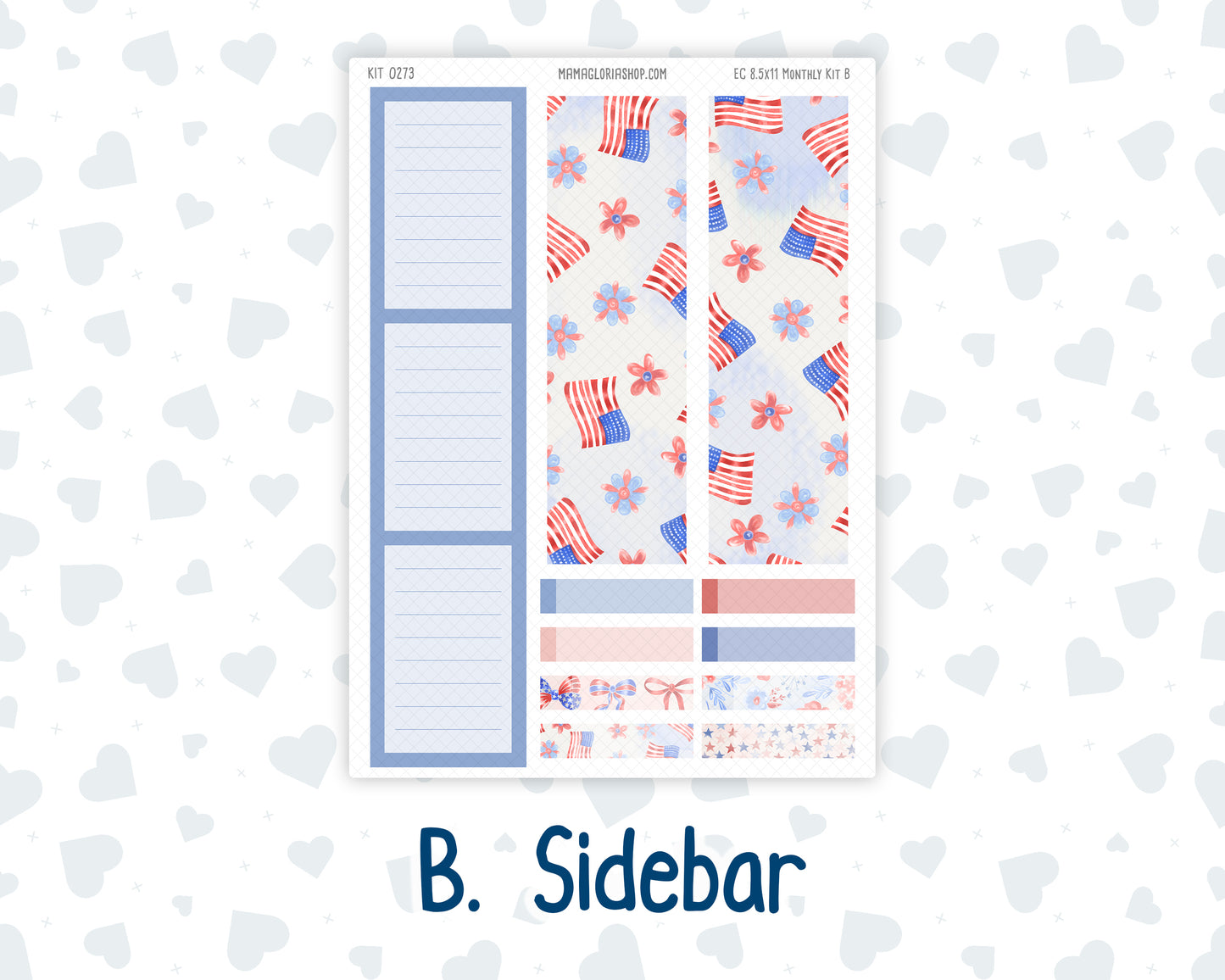 Kit 0273 - 8.5x11 - EC Monthly Kit - July - Americana In Bloom