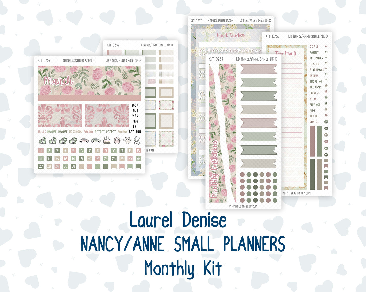 Kit 0257 - Laurel Denise Nancy/Anne Small - Monthly Kit - March - Blush Garden