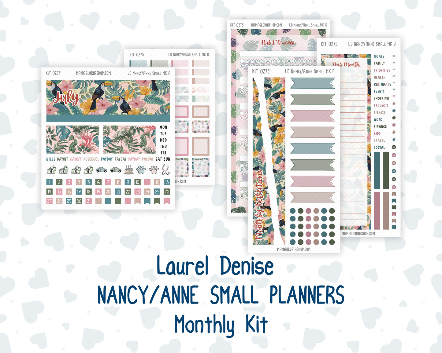 Kit 0275 - Laurel Denise Nancy/Anne Small - Monthly Kit - July - Tropical Safari Blush