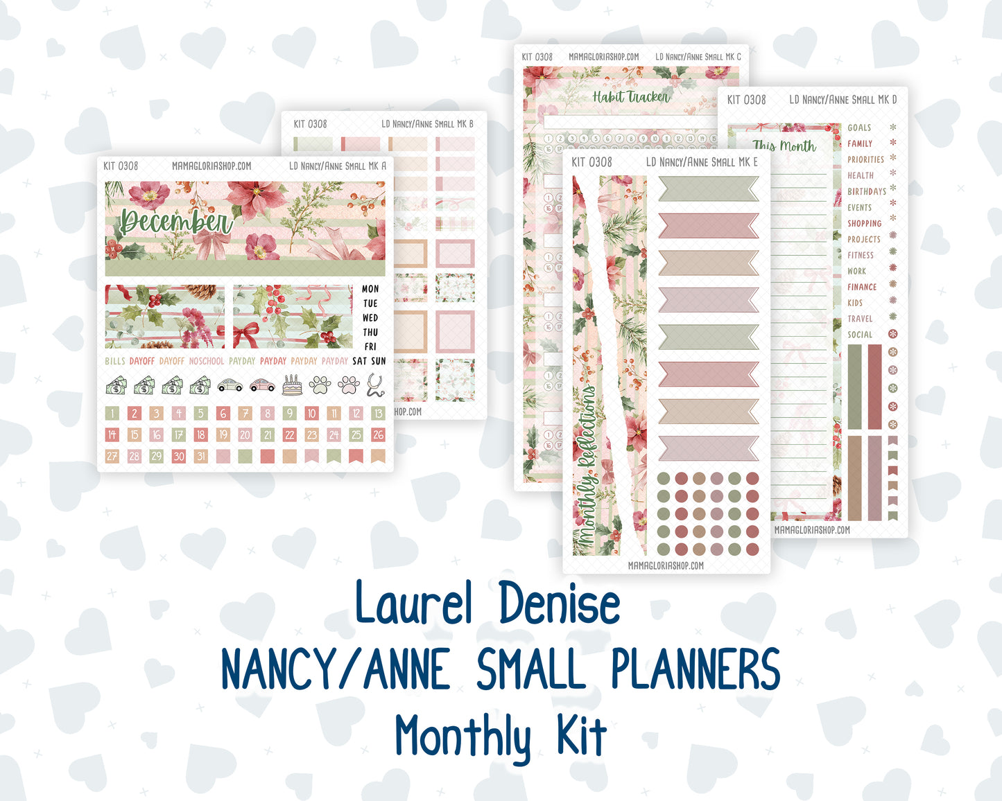 Kit 0308 - Laurel Denise Nancy/Anne Small - Monthly Kit - December - Knit & Holly