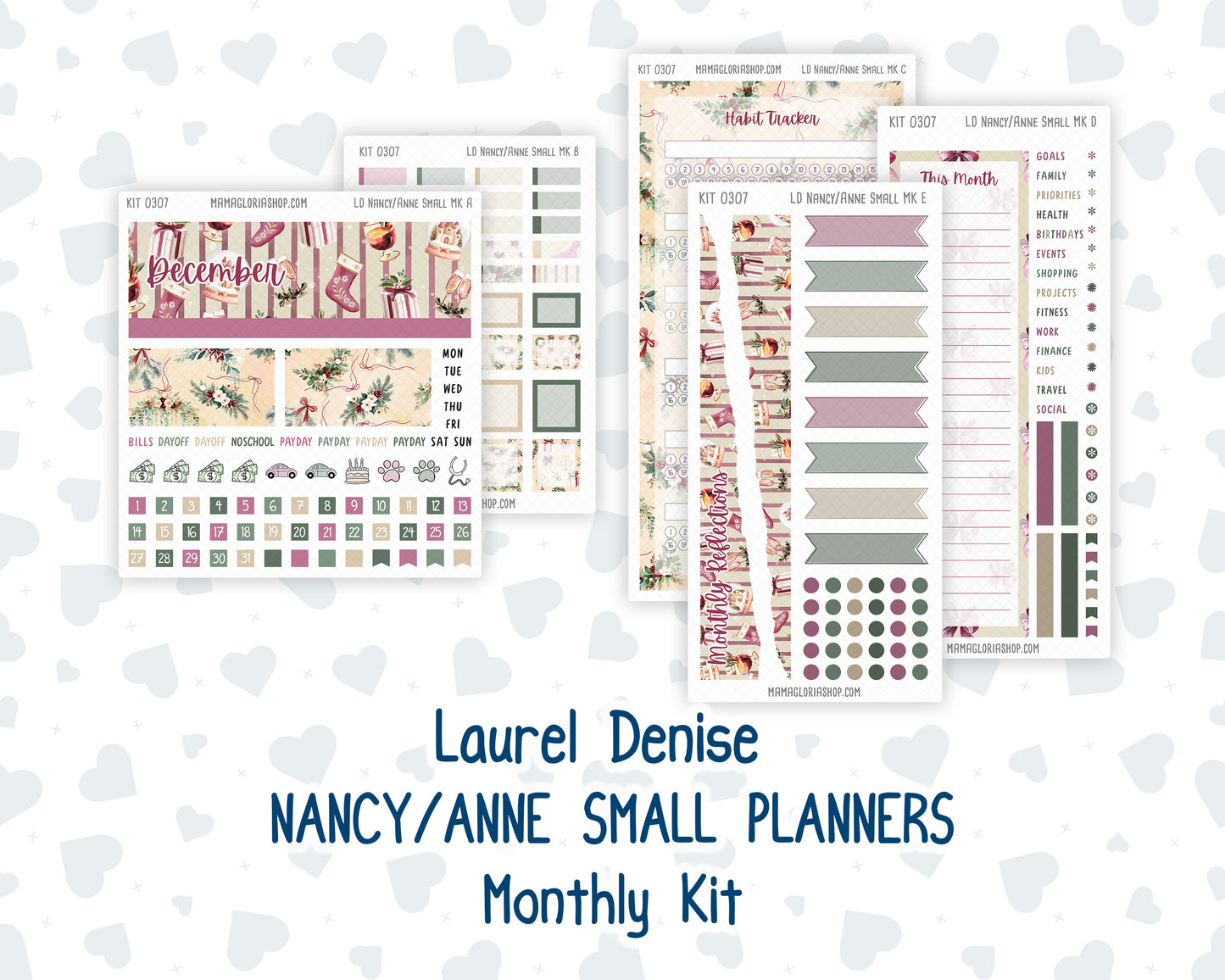 Kit 0307 - Laurel Denise Nancy/Anne Small - Monthly Kit - December - Velvet Hearth