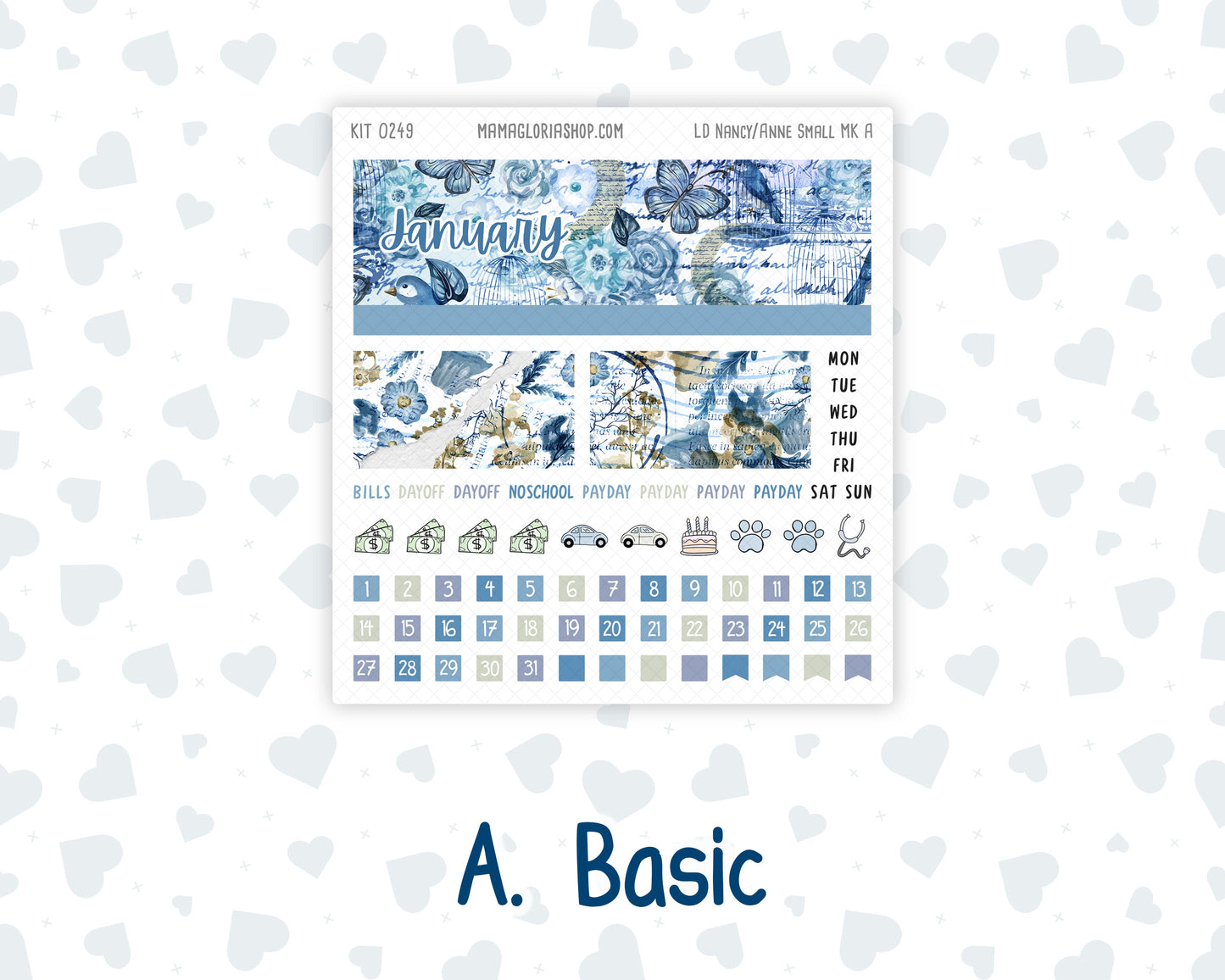 Kit 0249 - Laurel Denise Nancy/Anne Small - Monthly Kit - January - Icy Lace