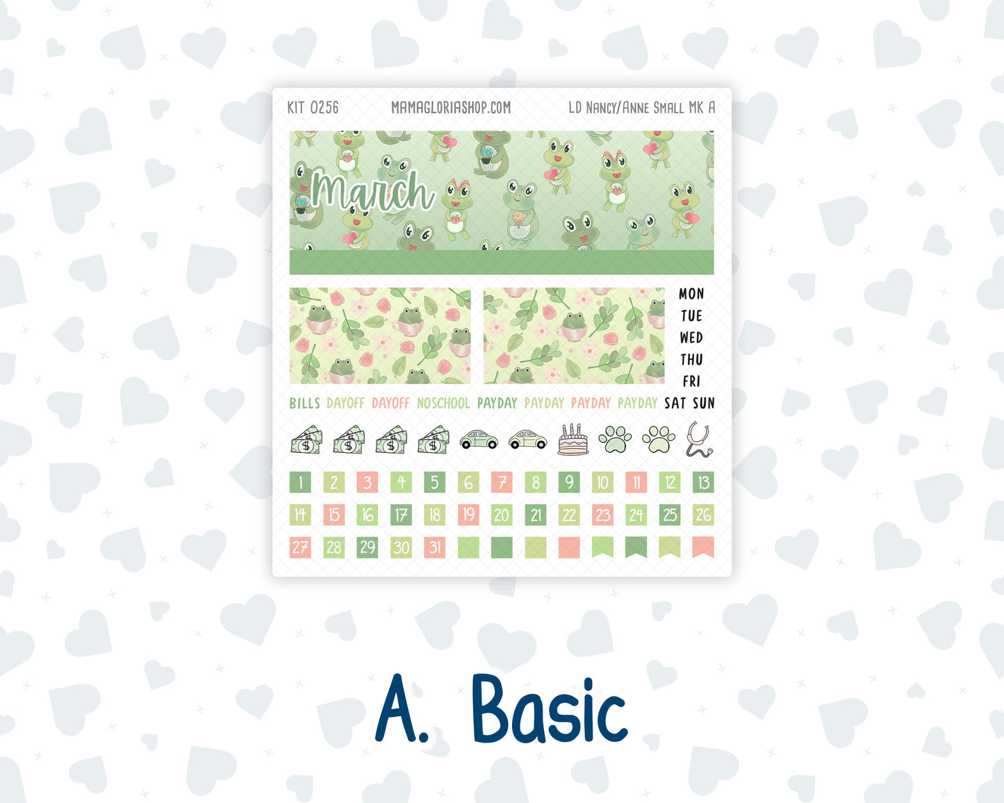 Kit 0256 - Laurel Denise Nancy/Anne Small - Monthly Kit - March - Froggy Luck