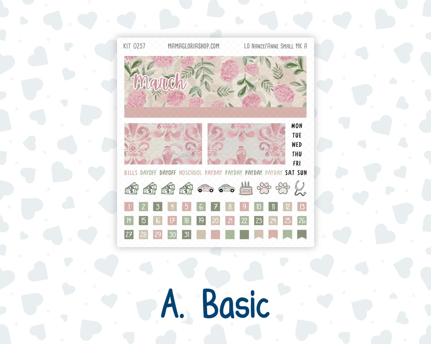 Kit 0257 - Laurel Denise Nancy/Anne Small - Monthly Kit - March - Blush Garden