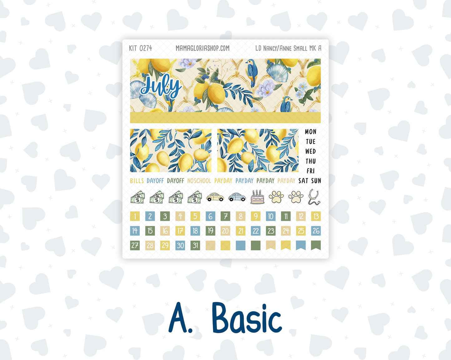 Kit 0274 - Laurel Denise Nancy/Anne Small - Monthly Kit - July - Sunny Lemon Shore